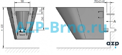 Биде из нержавеющей стали AUB 01 AZP Brno Чехия (фото, схема)
